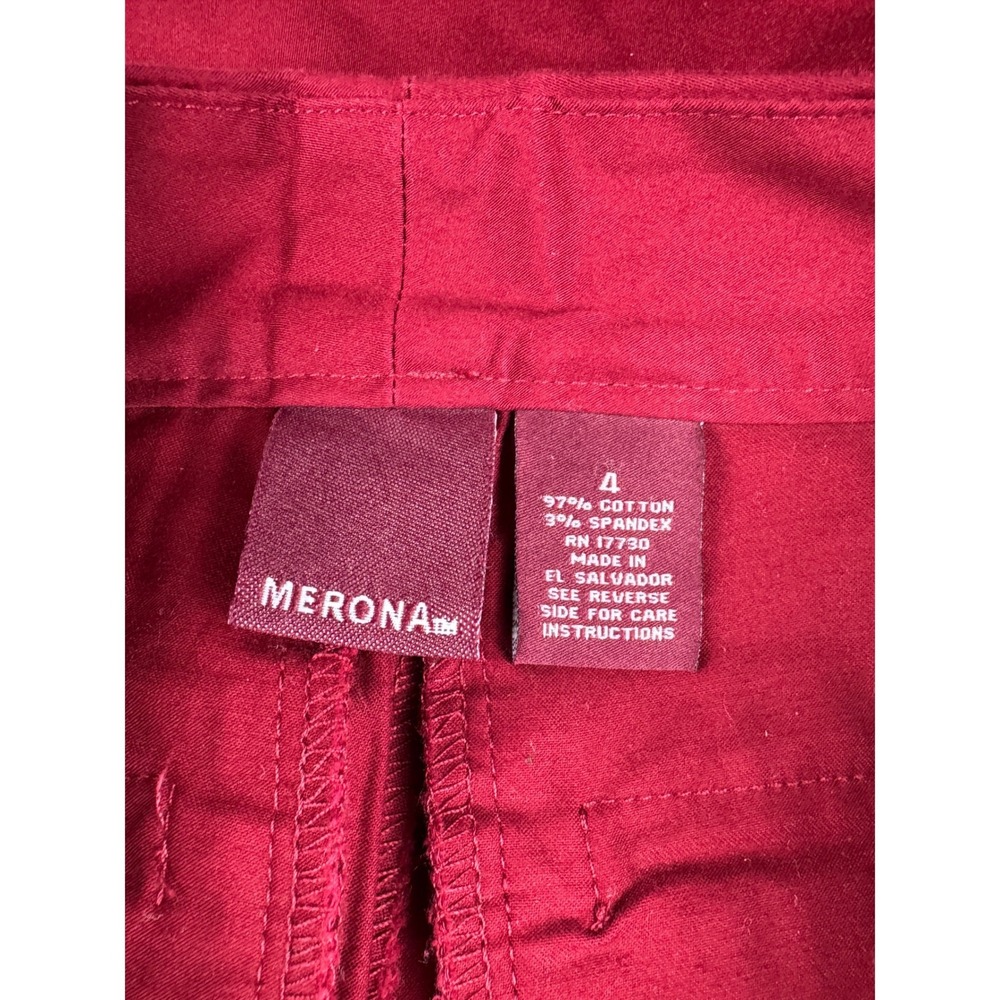 Vintage Y2K Merona Women's Red Stretch Straight Leg Dress Pants Size 4 Mid Rise - Picture 5 of 14